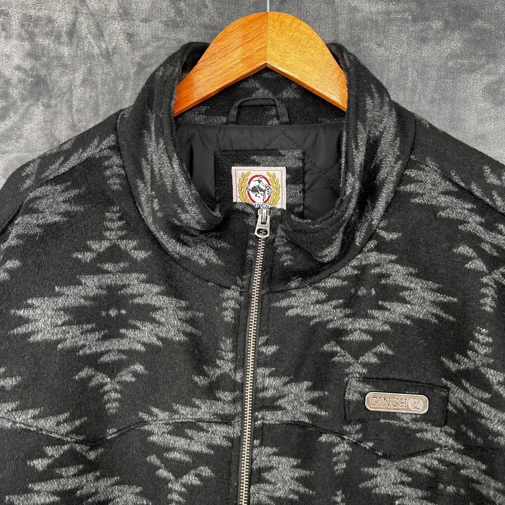 Cinch Concealed Carry Jacket Men's 4XL Black Aztec Wool Blend Cowboy Western EUC - Picture 3 of 16